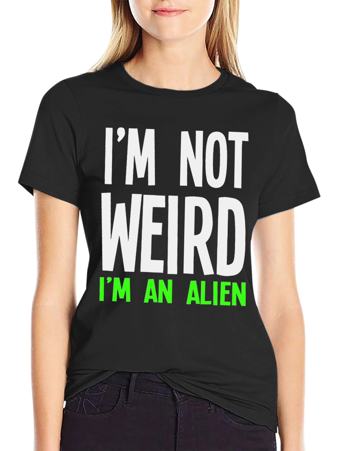 Black I'm Not Weird I'm An Alien T-Shirt view 2