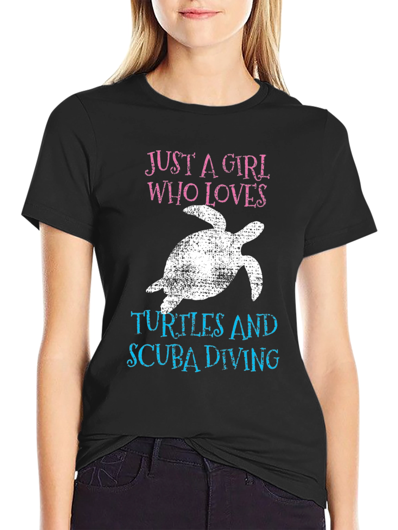 Black Girl Who Loves Turtles & Scuba Diving T-Shirt view 2