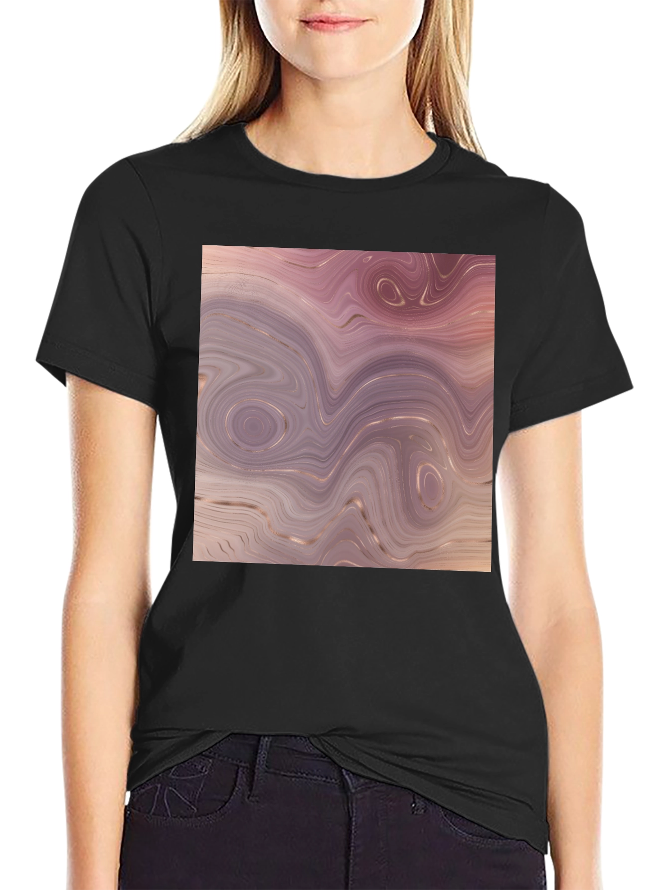 Black Marble Swirl Graphic Tee - Black view 2