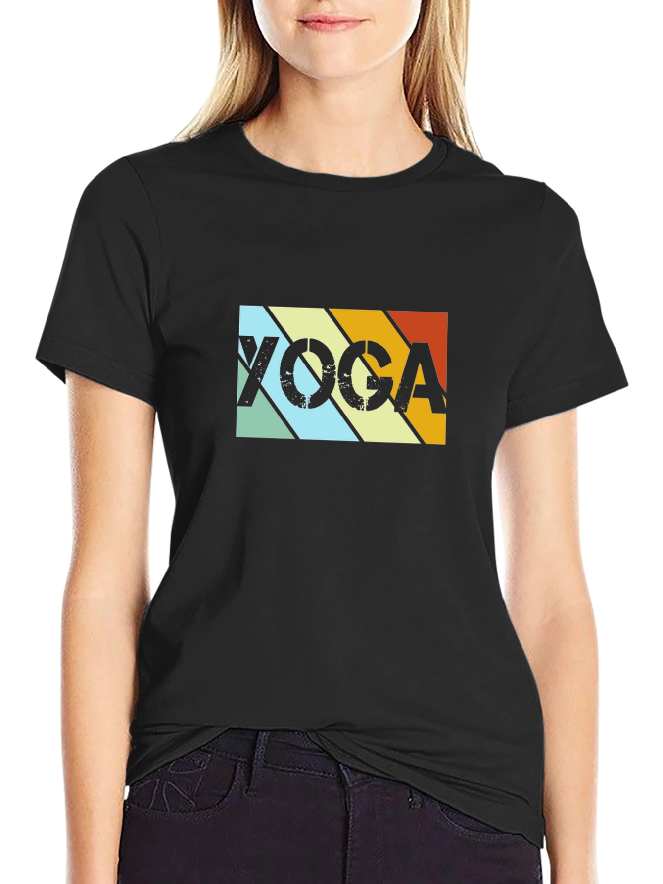 Black Yoga Retro T-Shirt - Black view 2