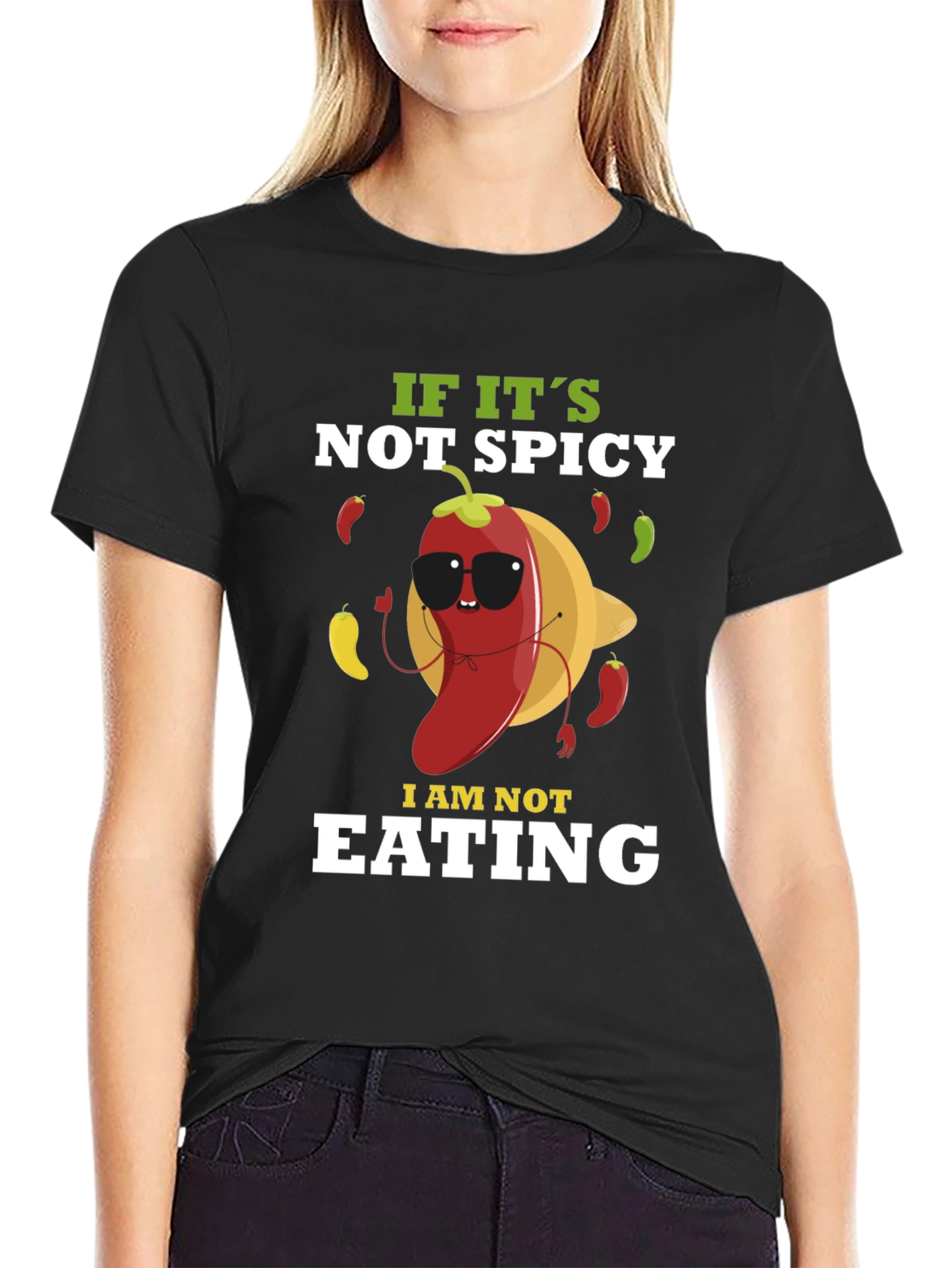 Black Spicy Food Lover T-Shirt - "If It's Not Spicy, I Am Not Eating" view 2