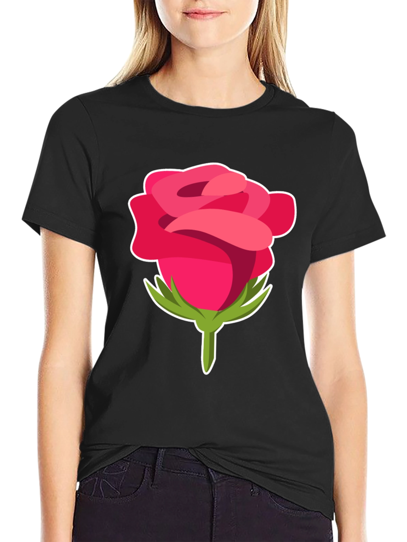 Black Rose Graphic Black T-Shirt view 2