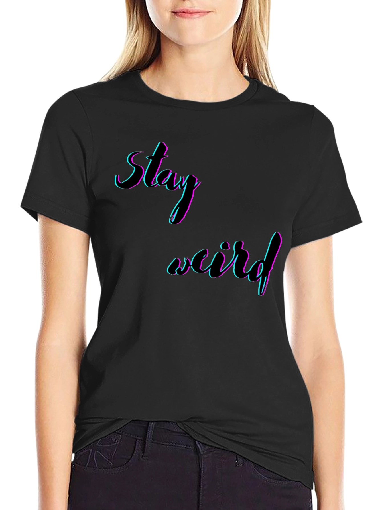 Black Stay Weird Graphic Tee - Men's Black T-Shirt view 2