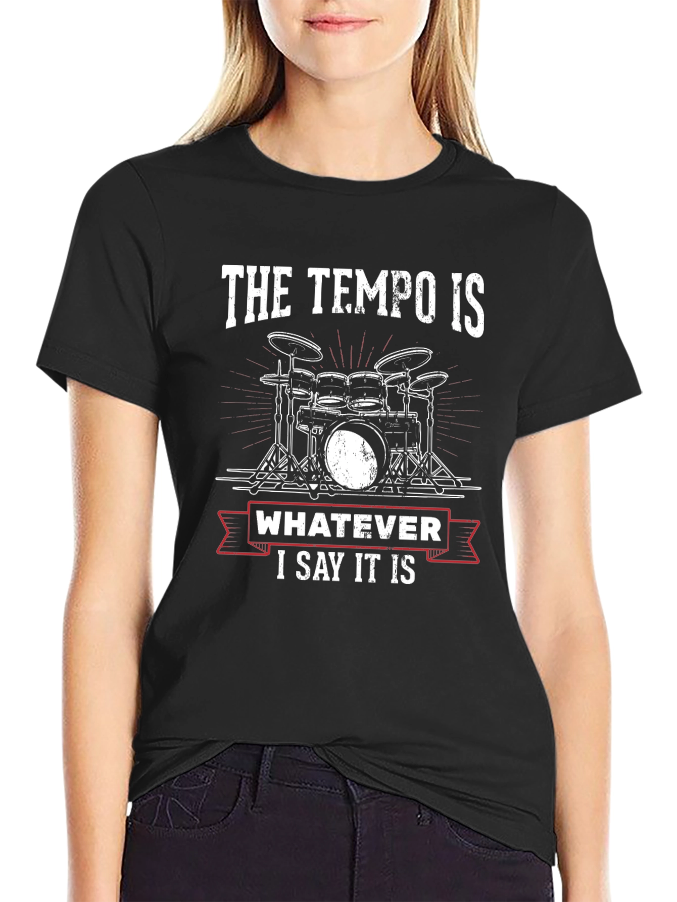 Black The Tempo Is Whatever I Say It Is Drummer T-Shirt view 2