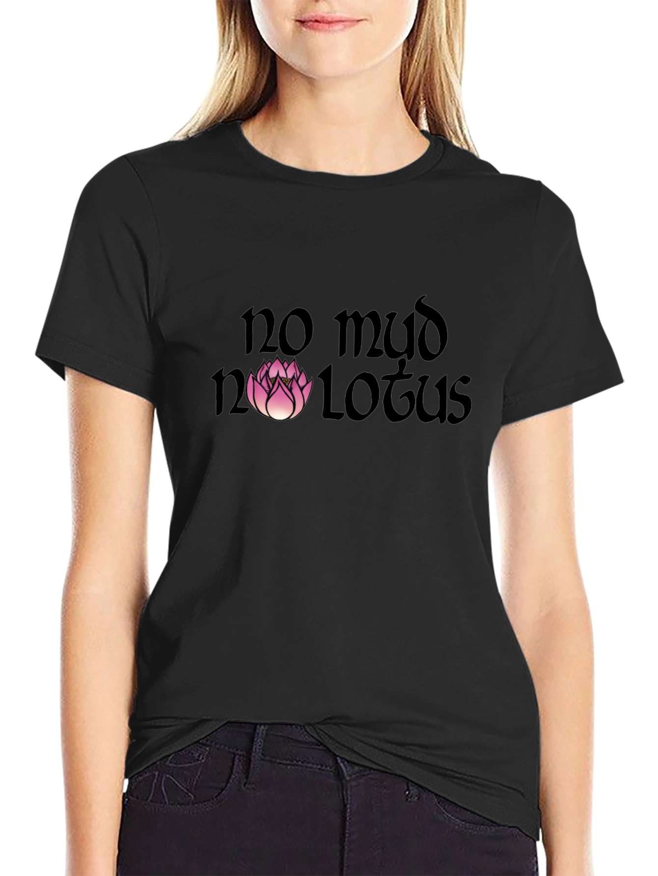 Black No Mud No Lotus Graphic Tee - Black view 2