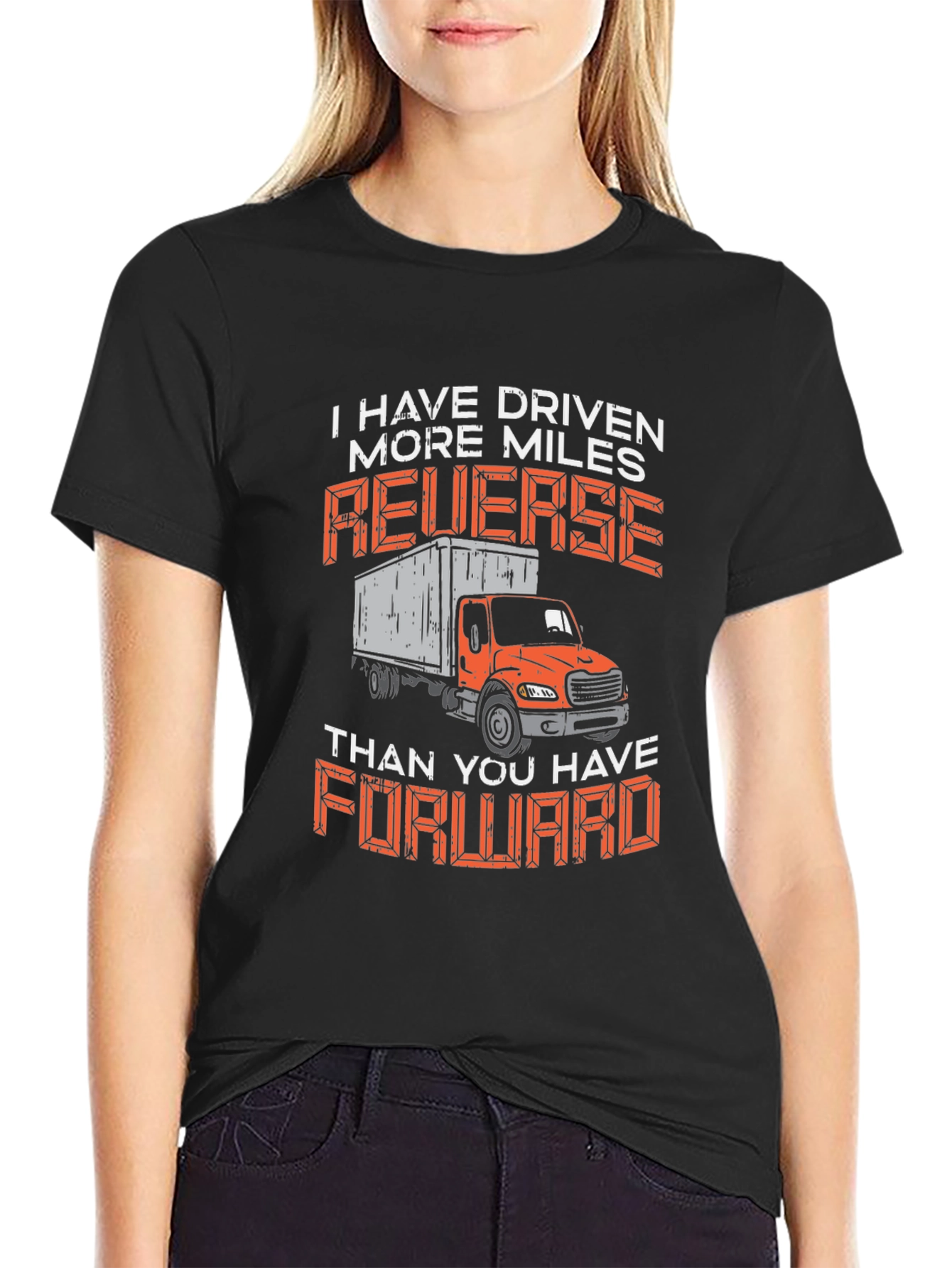 Black Truck Driver Humor T-Shirt Reverse Miles view 2