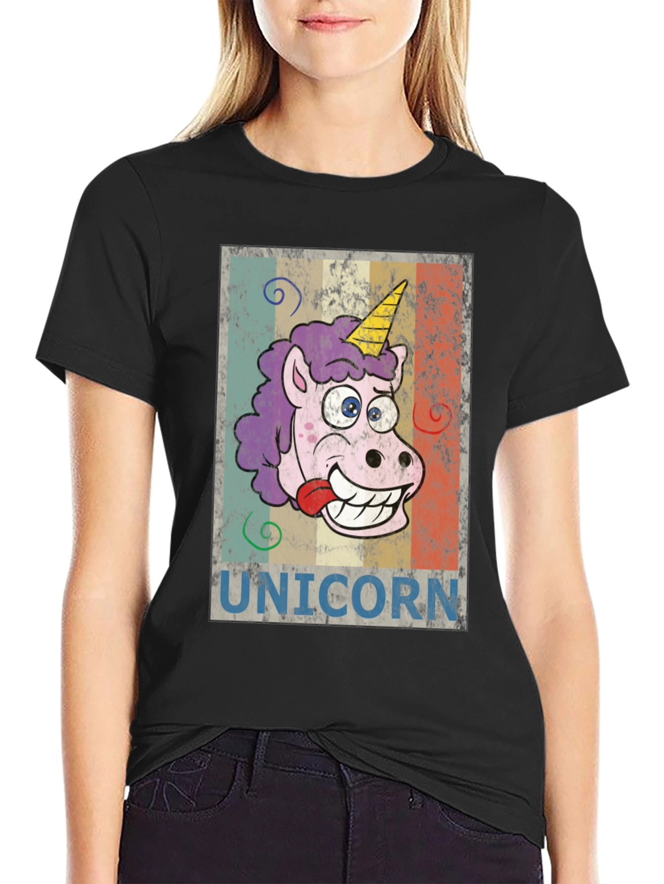 Black Funny Unicorn Graphic Tee - Unisex view 2