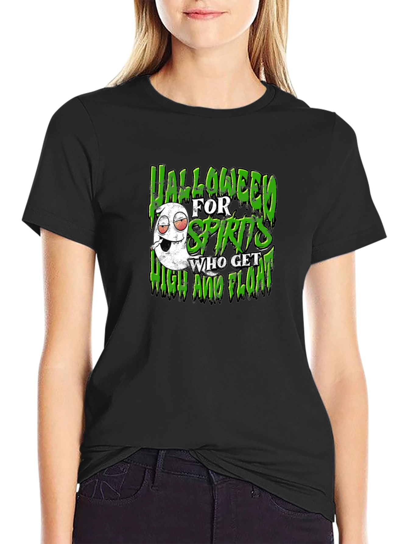 Black Halloween for Spirits T-Shirt - High and Float view 2