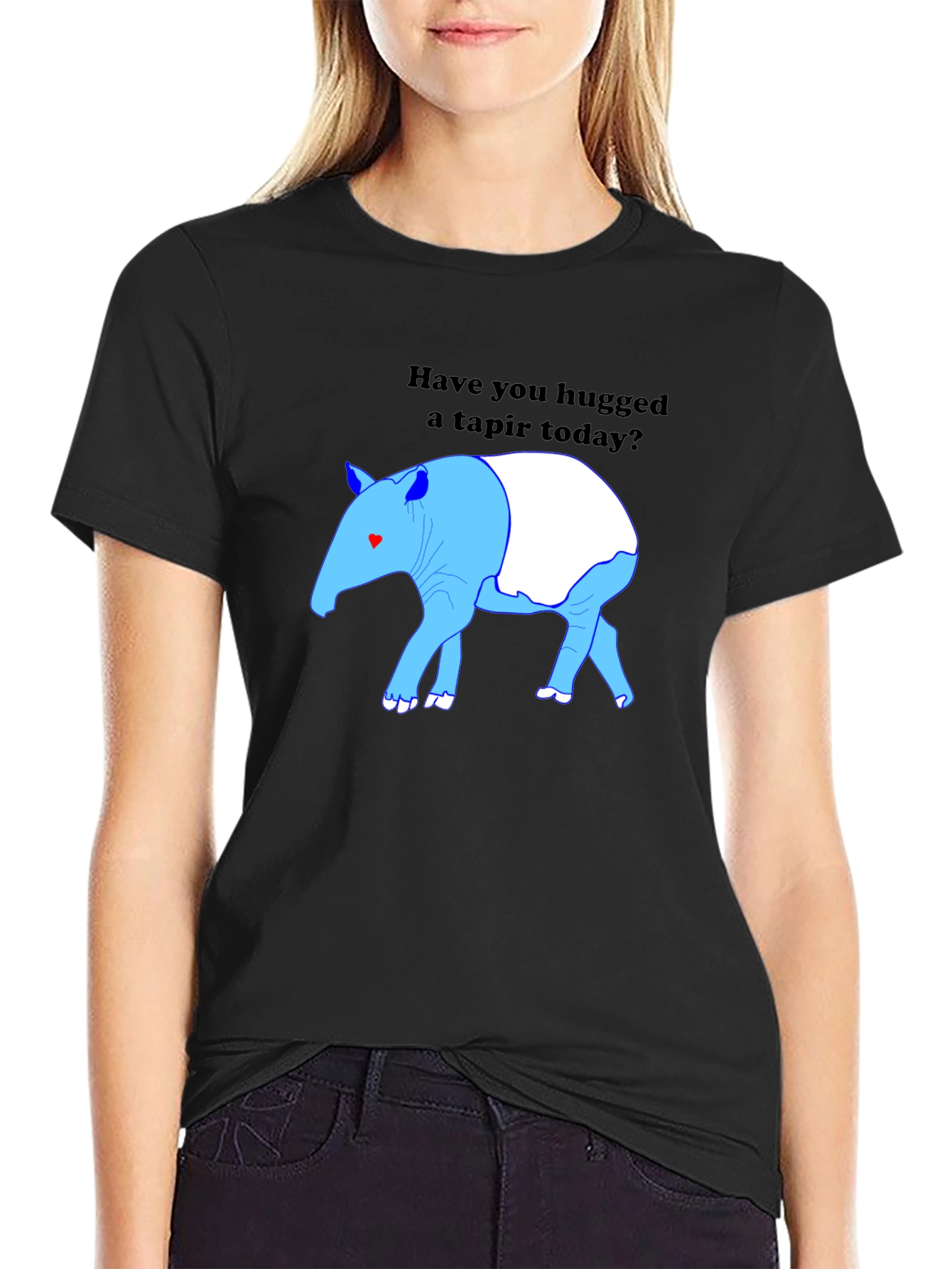 Black Hug a Tapir Today T-Shirt view 2