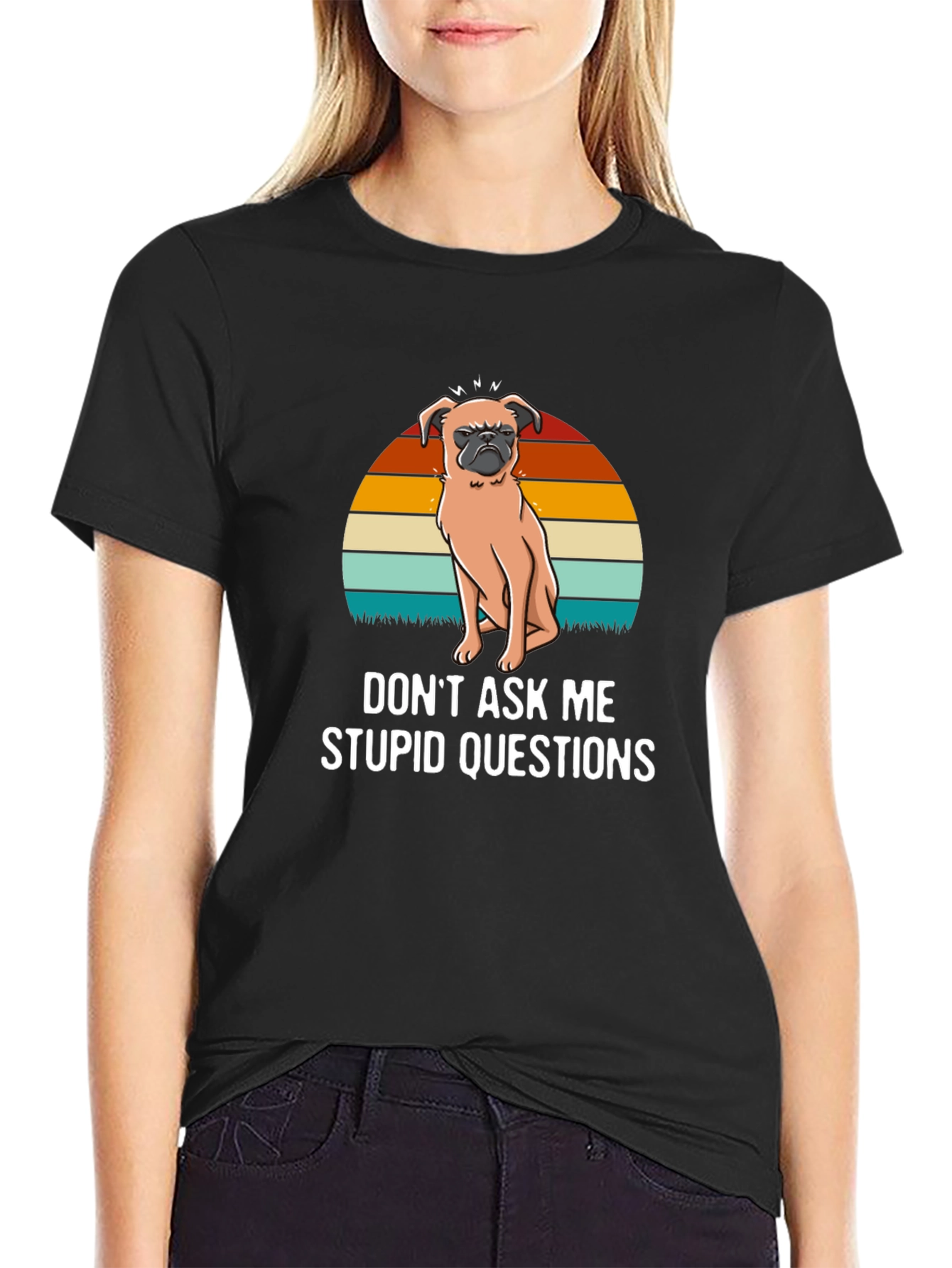 Black Don't Ask Me Stupid Questions Graphic T-Shirt view 2
