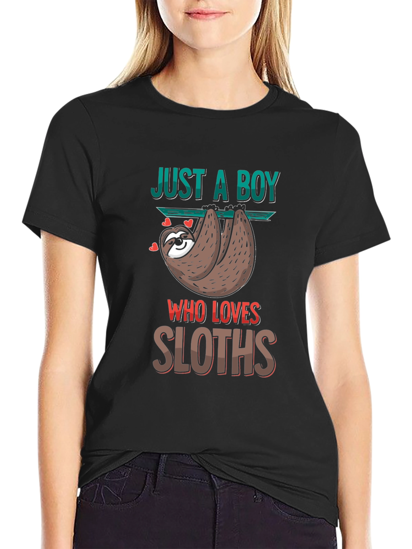 Black Just A Boy Who Loves Sloths T-Shirt view 2