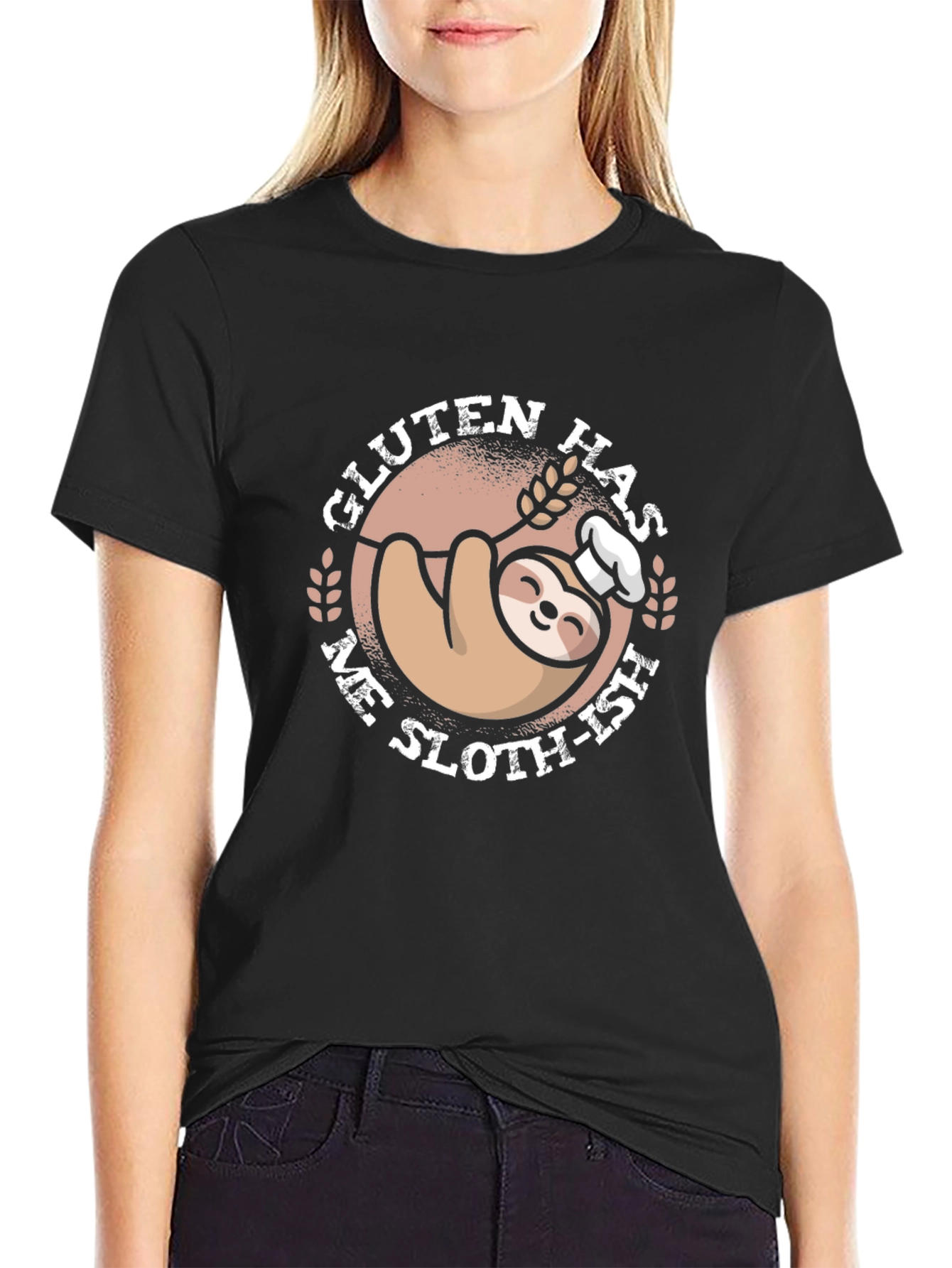 Black Gluten Has Me Sloth-ish T-Shirt Funny Baker Sloth view 2