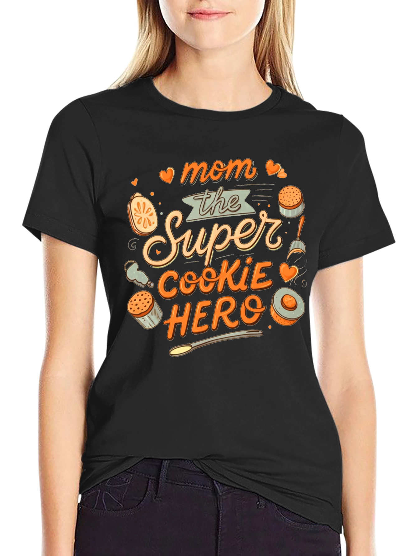 Black Mom the Super Cookie Hero T-Shirt view 2