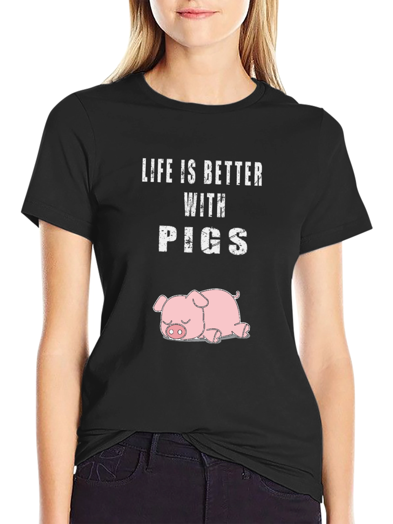 Black Life is Better with Pigs T-Shirt view 2