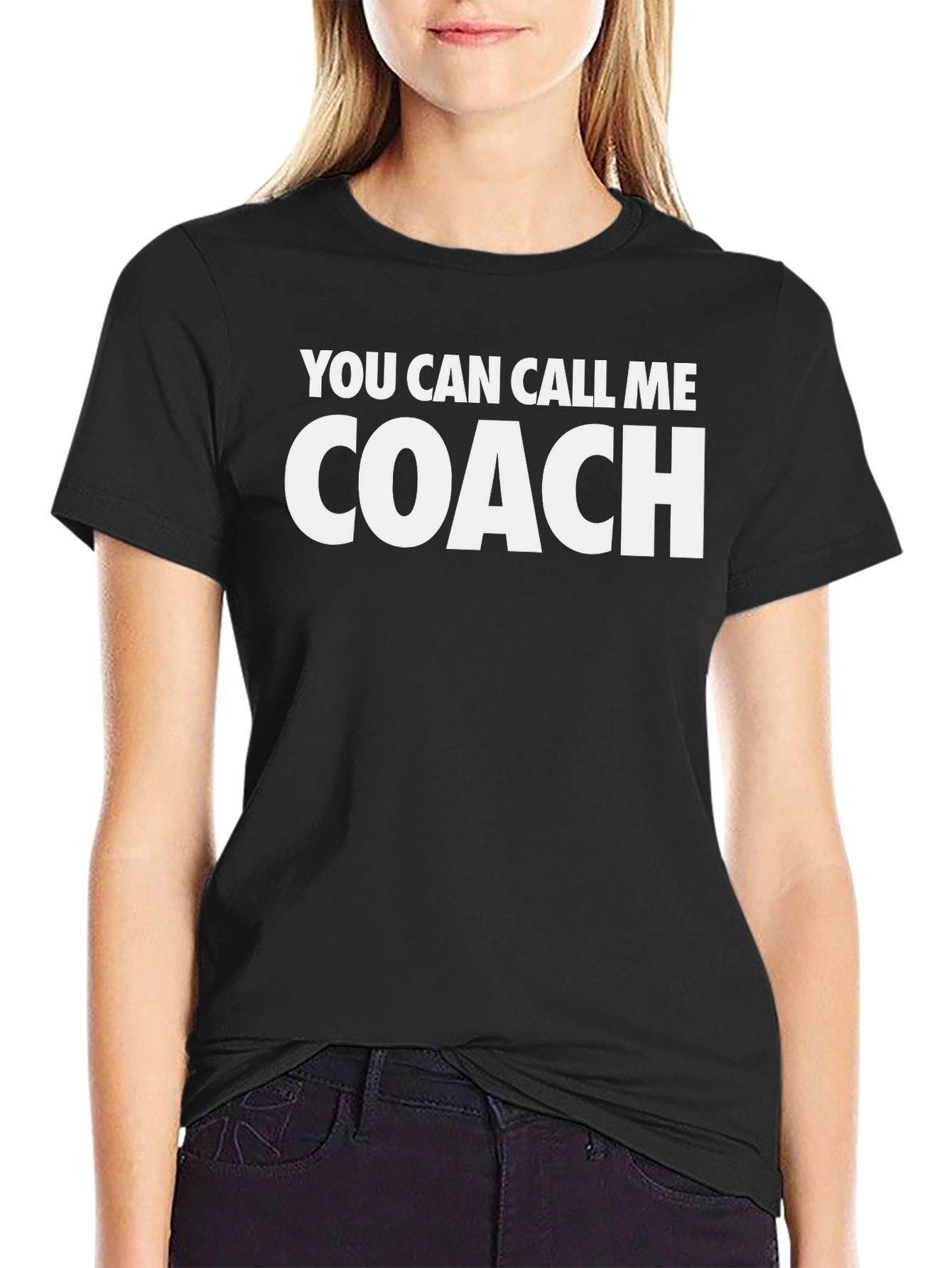 Black You Can Call Me Coach T-Shirt - Black Cotton Tee view 2
