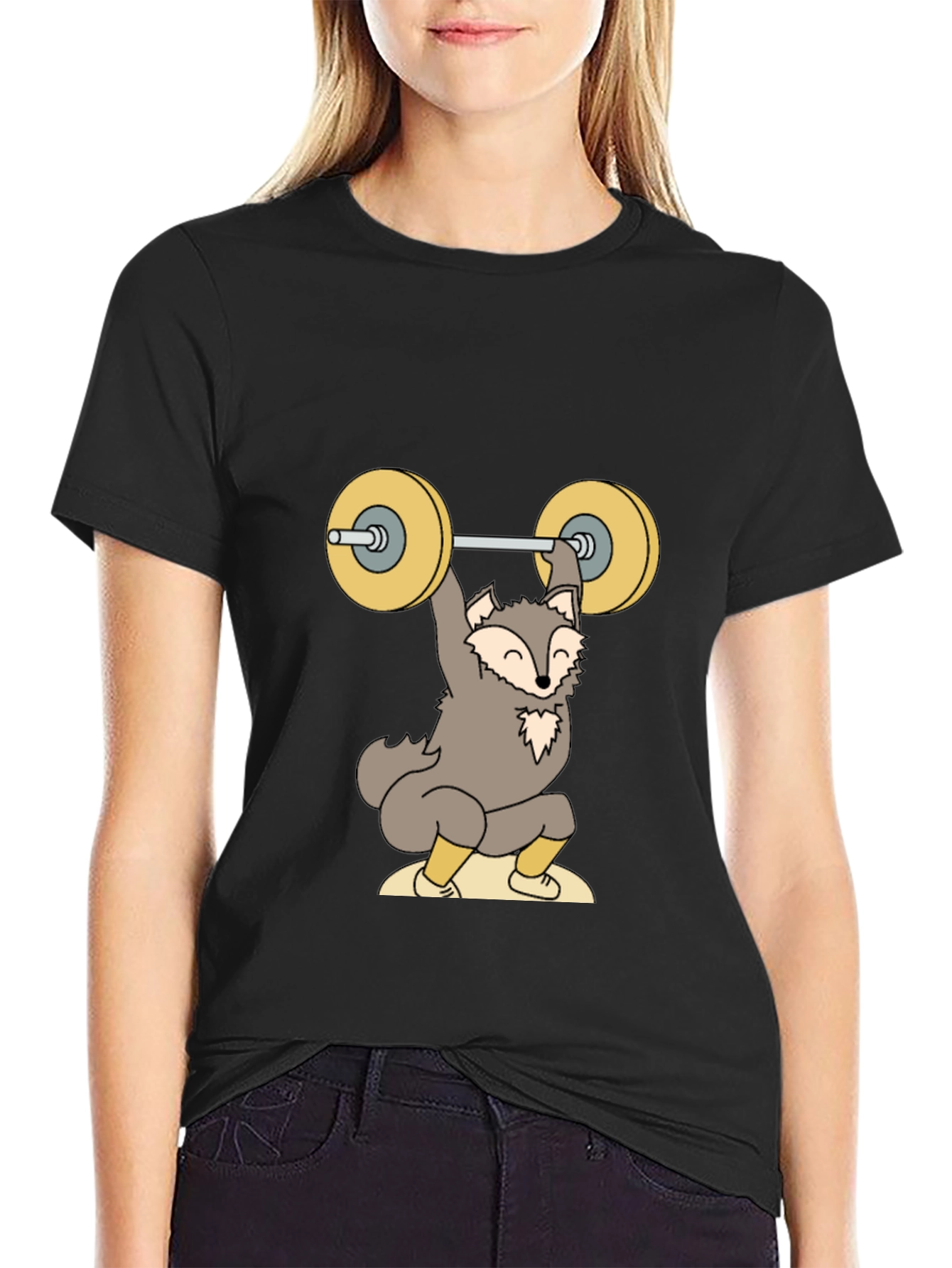 Black Wolf Weightlifting Graphic Tee - Fitness Apparel view 2