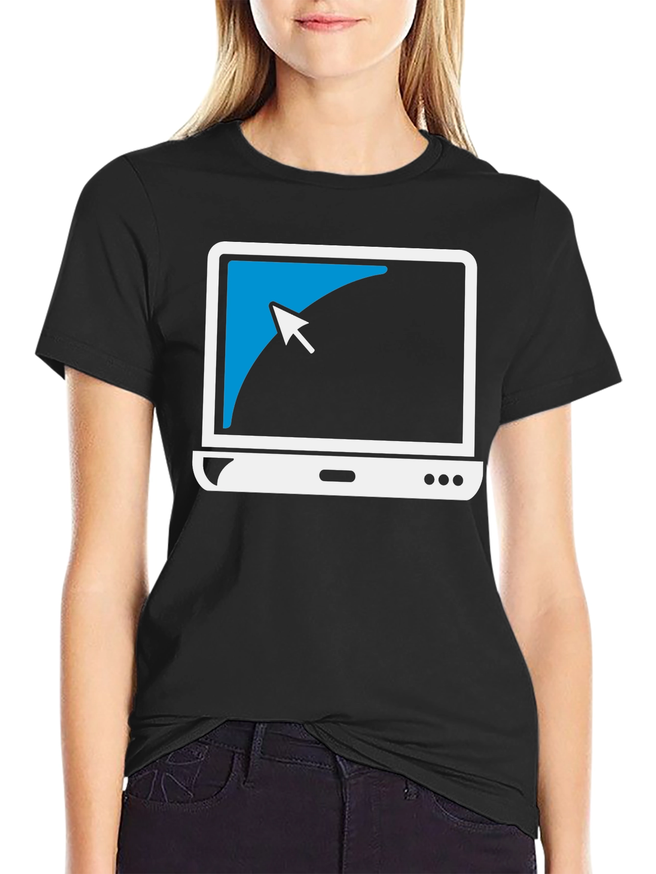 Black Geek Chic Laptop Tee: Cool Computer Graphic T-Shirt view 2