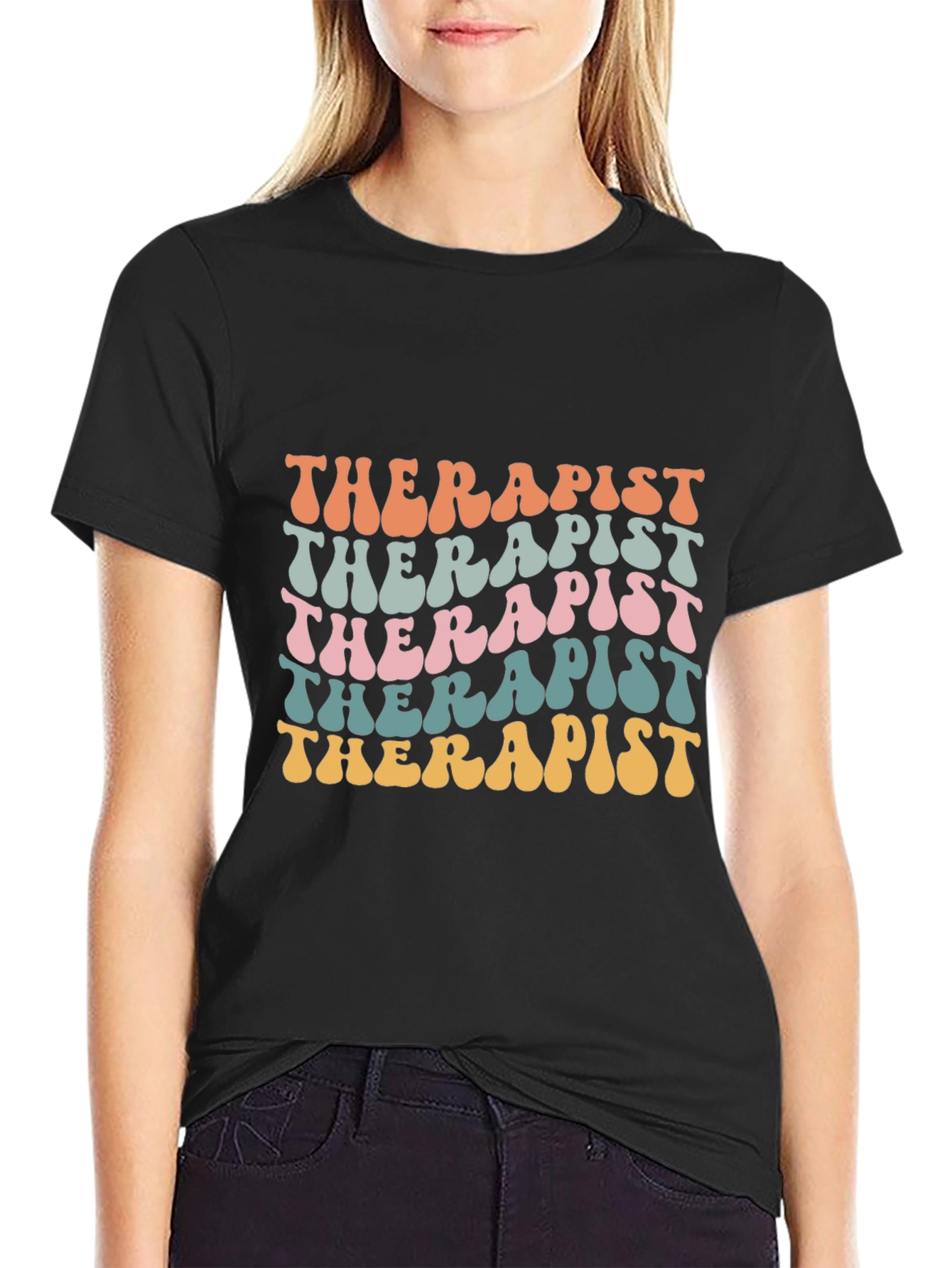 Black Therapist Retro Style T-Shirt view 2