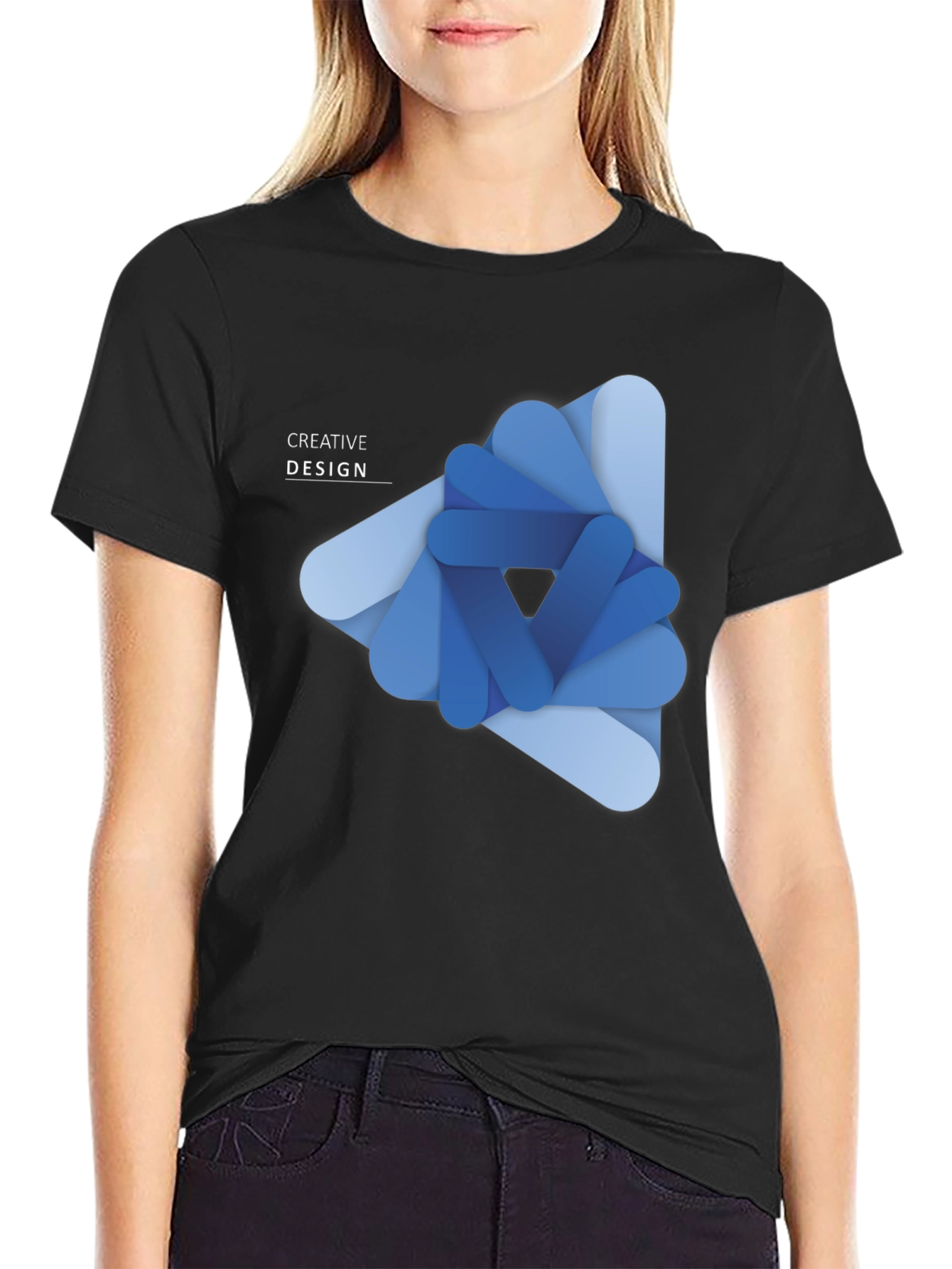 Black Creative Design Black T-Shirt view 2