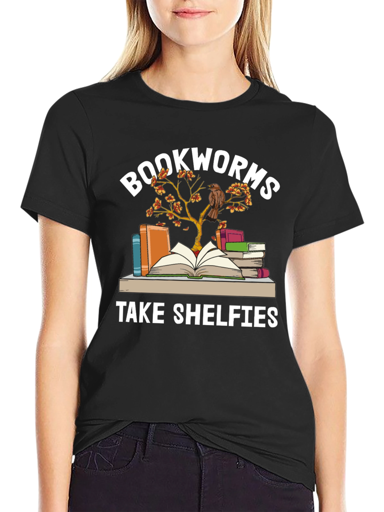 Black Bookworms Take Shelfies Graphic T-Shirt view 2
