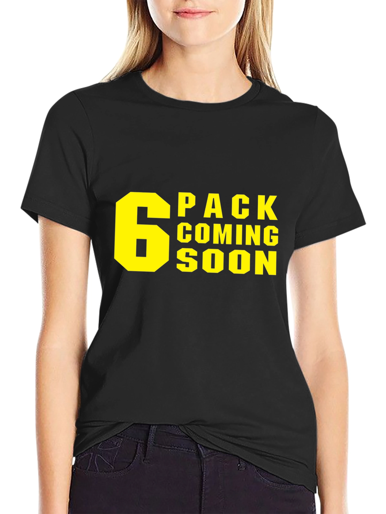 Black 6 Pack Coming Soon T-Shirt - Gym Humor view 2