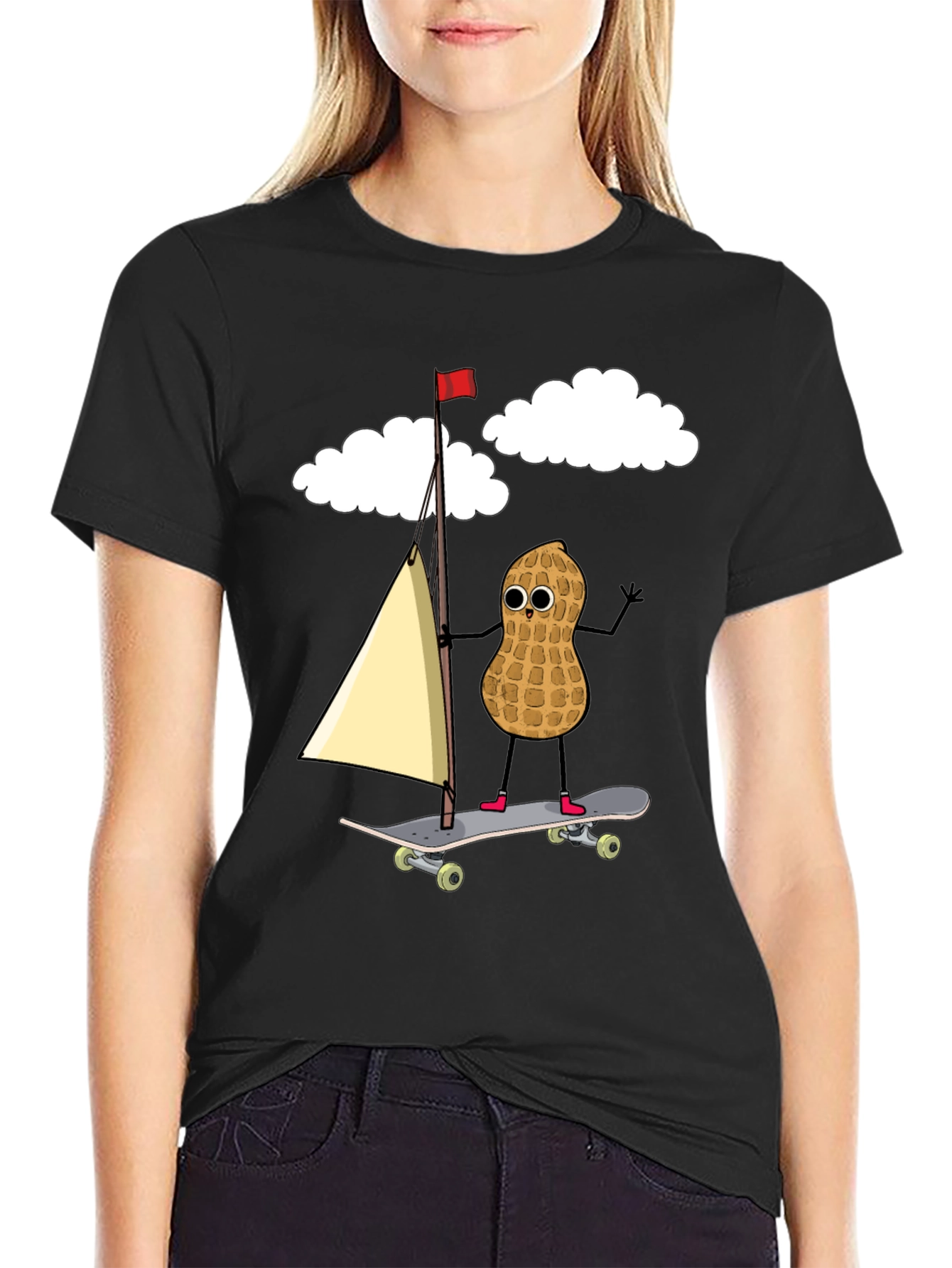 Black Peanut Skateboarder Graphic Tee view 2