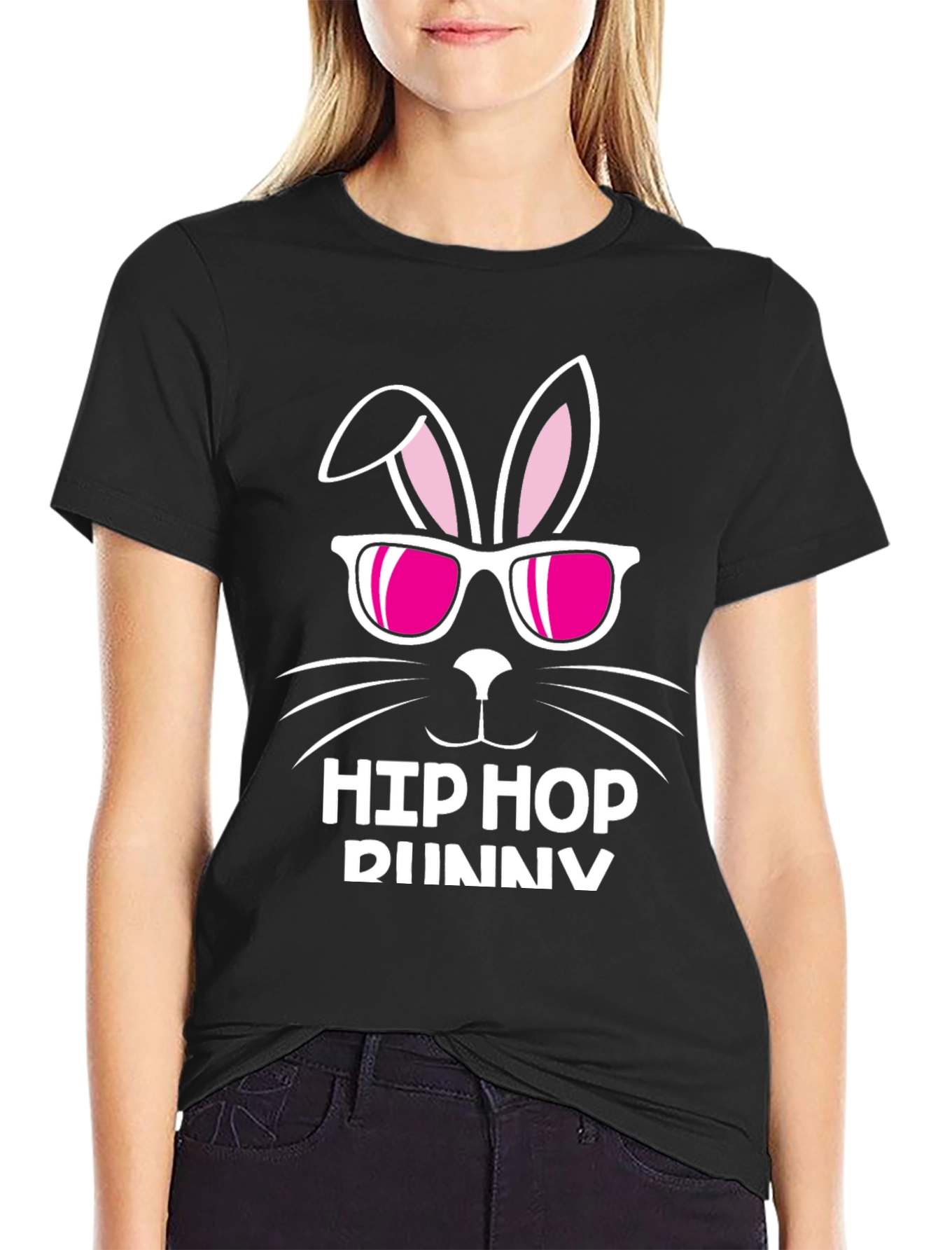 Black Hip Hop Bunny T-Shirt: Cool Easter Style view 2