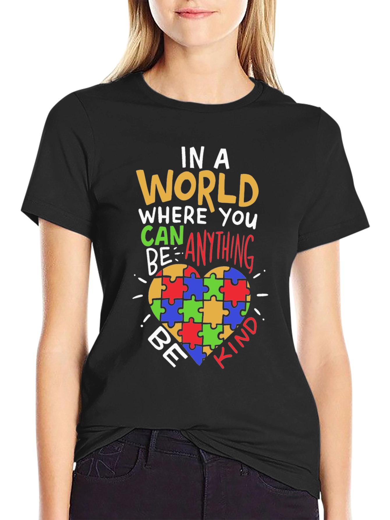 Black Be Kind Autism Awareness T-Shirt view 2