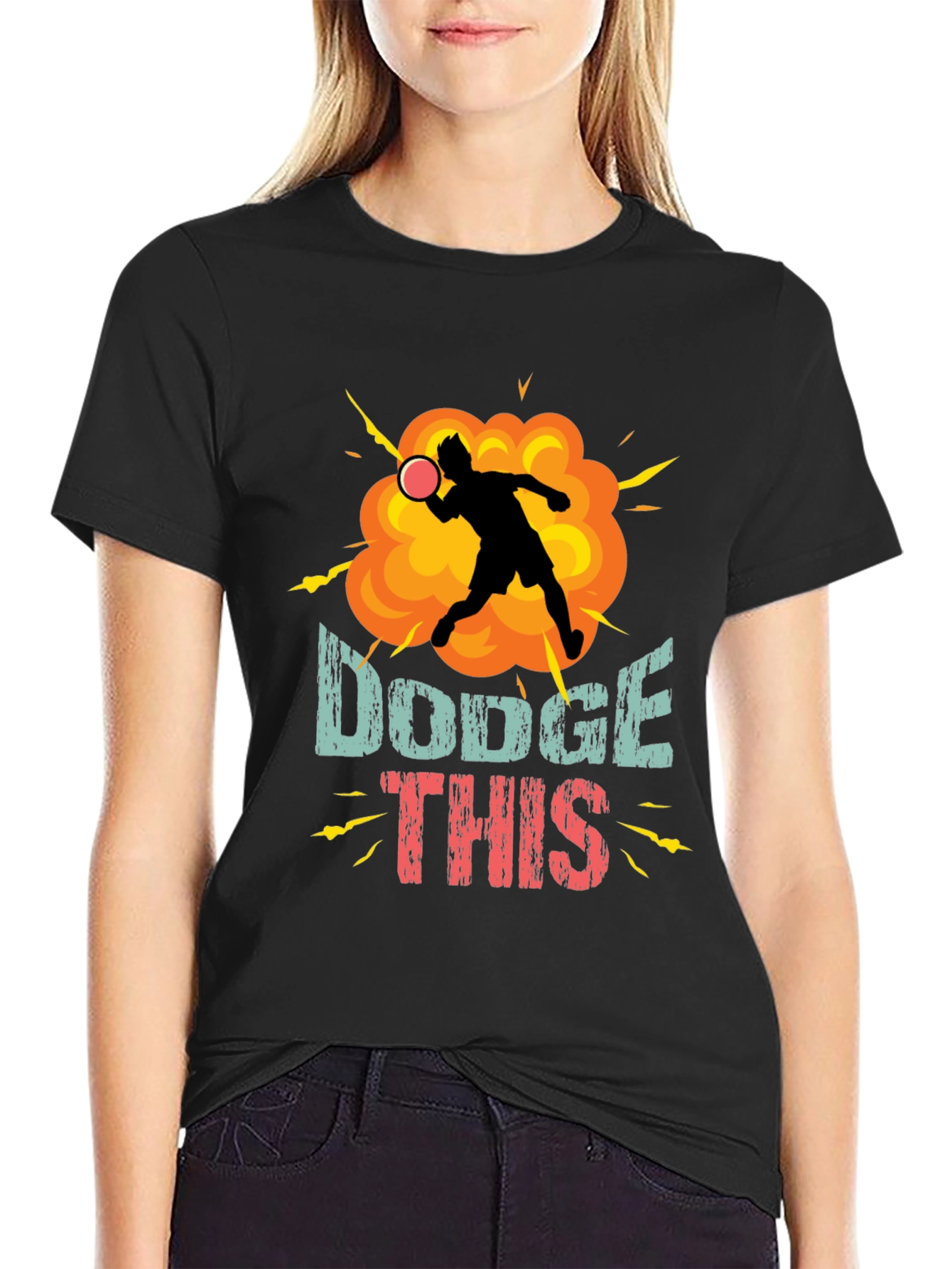 Black Dodge This T-Shirt - Funny Dodgeball Tee view 2