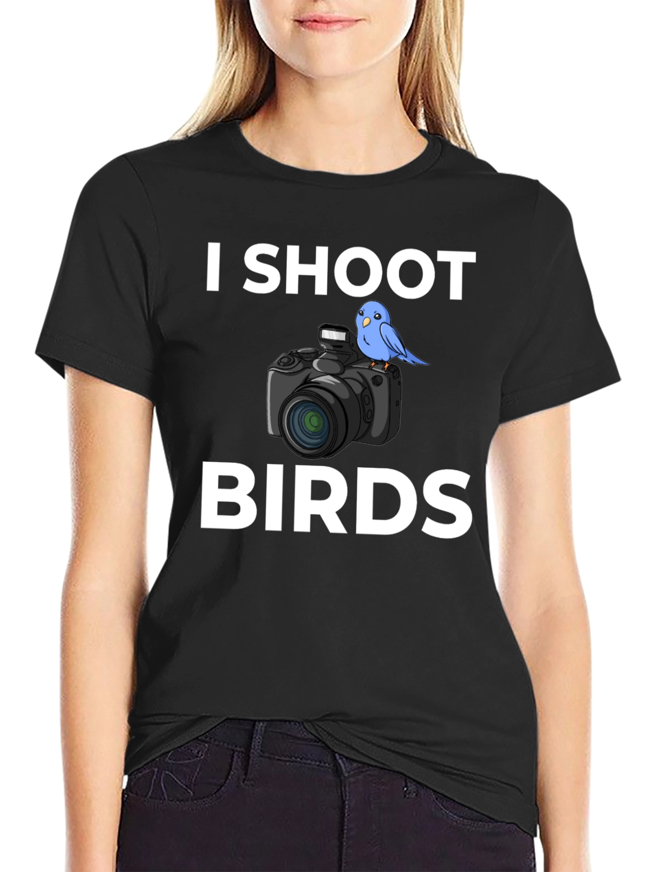 Black I Shoot Birds Graphic T-Shirt view 2