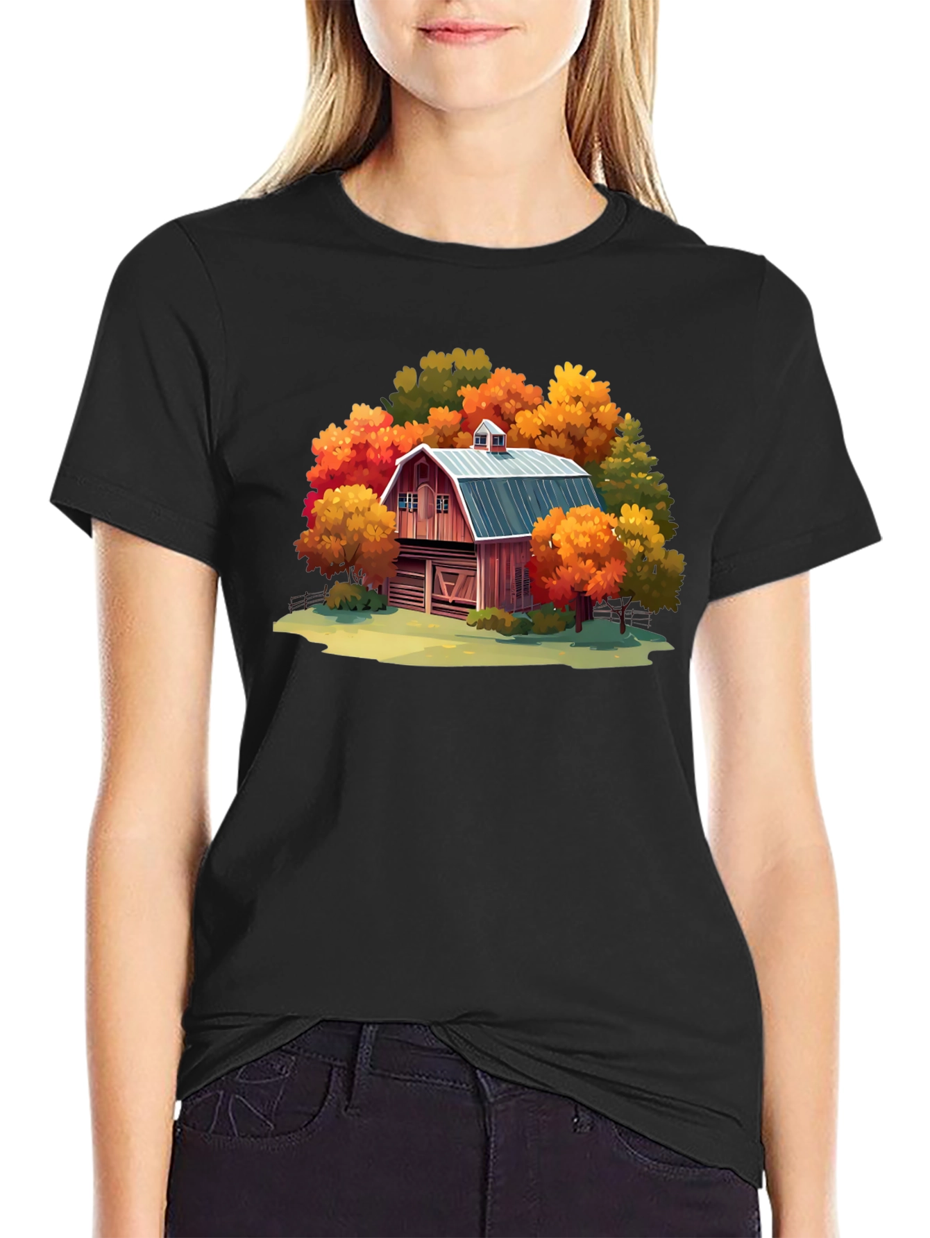 Black Autumn Barn Graphic Tee view 2
