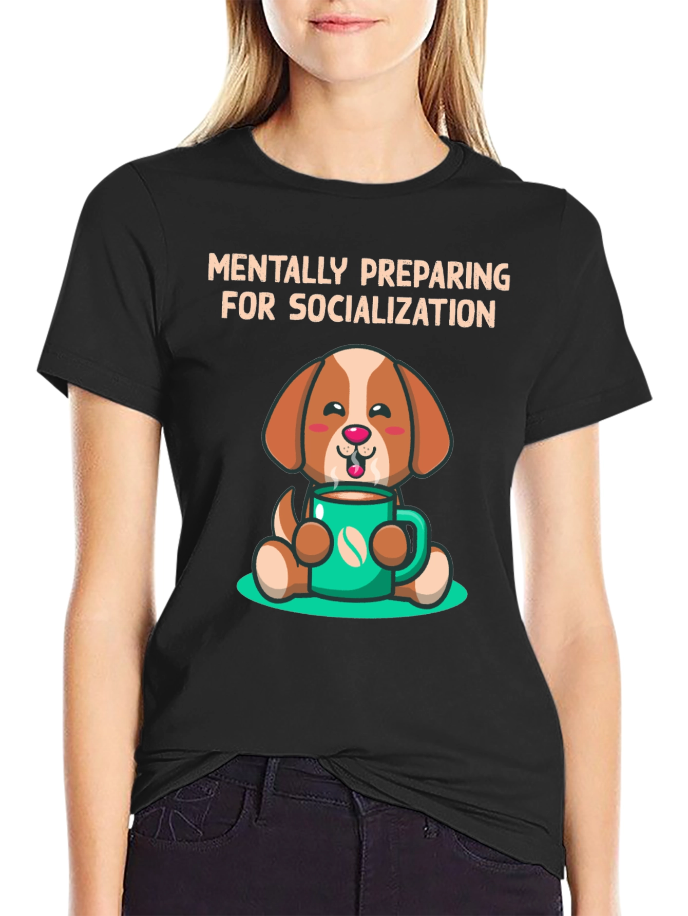 Black Mentally Preparing Dog T-Shirt view 2