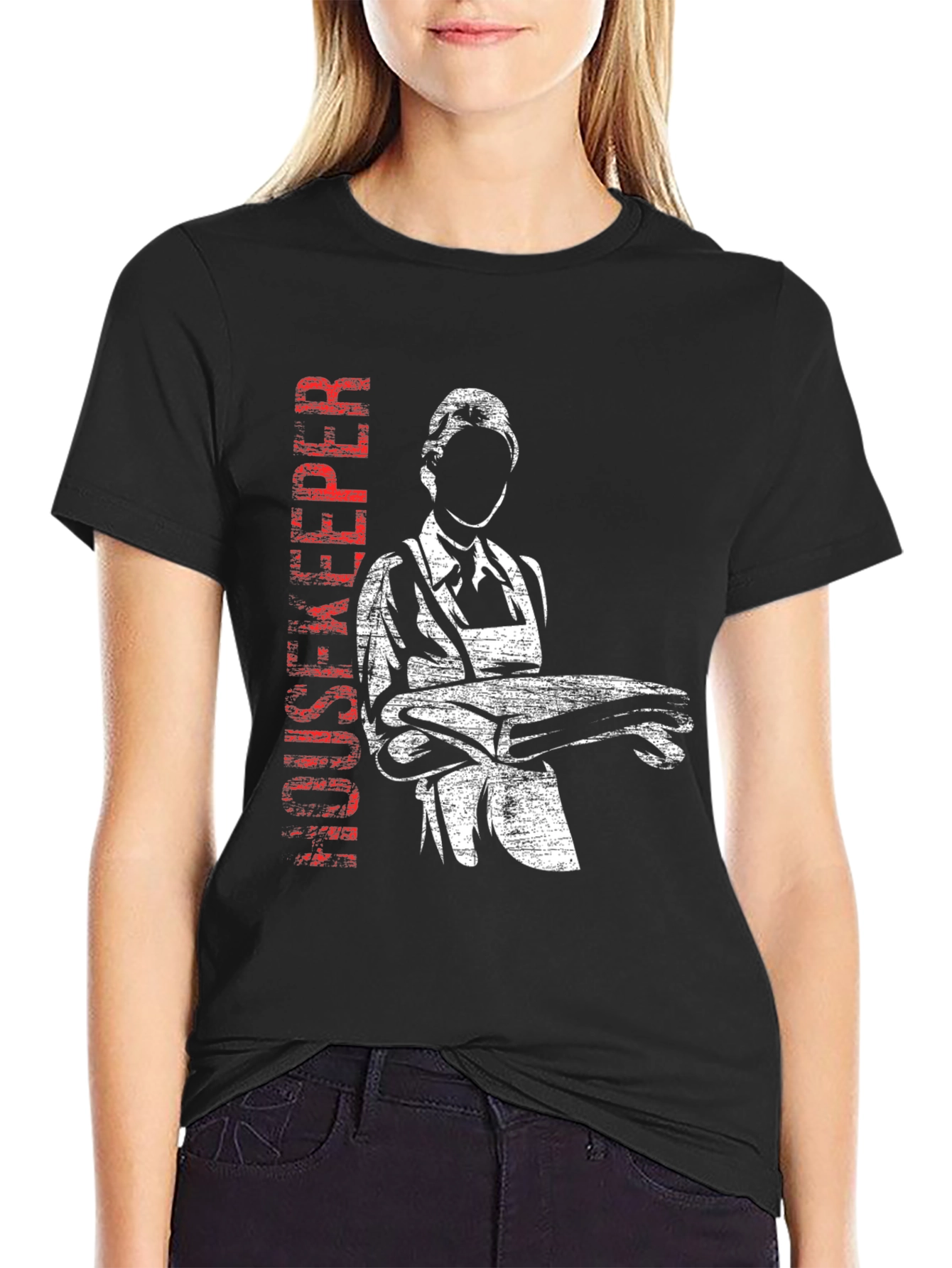 Black Housekeeper Graphic Tee - Classic Black T-Shirt view 2