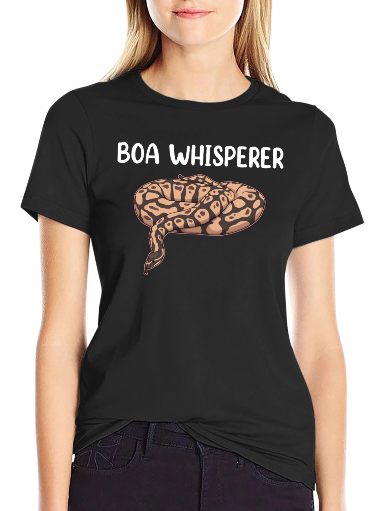 Black Boa Whisperer Snake Graphic T-Shirt view 2