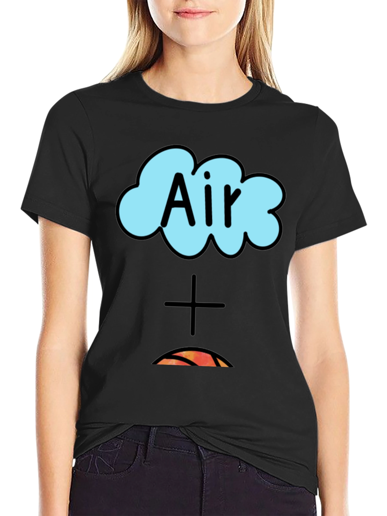 Black Air Plus Fire Graphic Tee - Black Cotton T-Shirt view 2