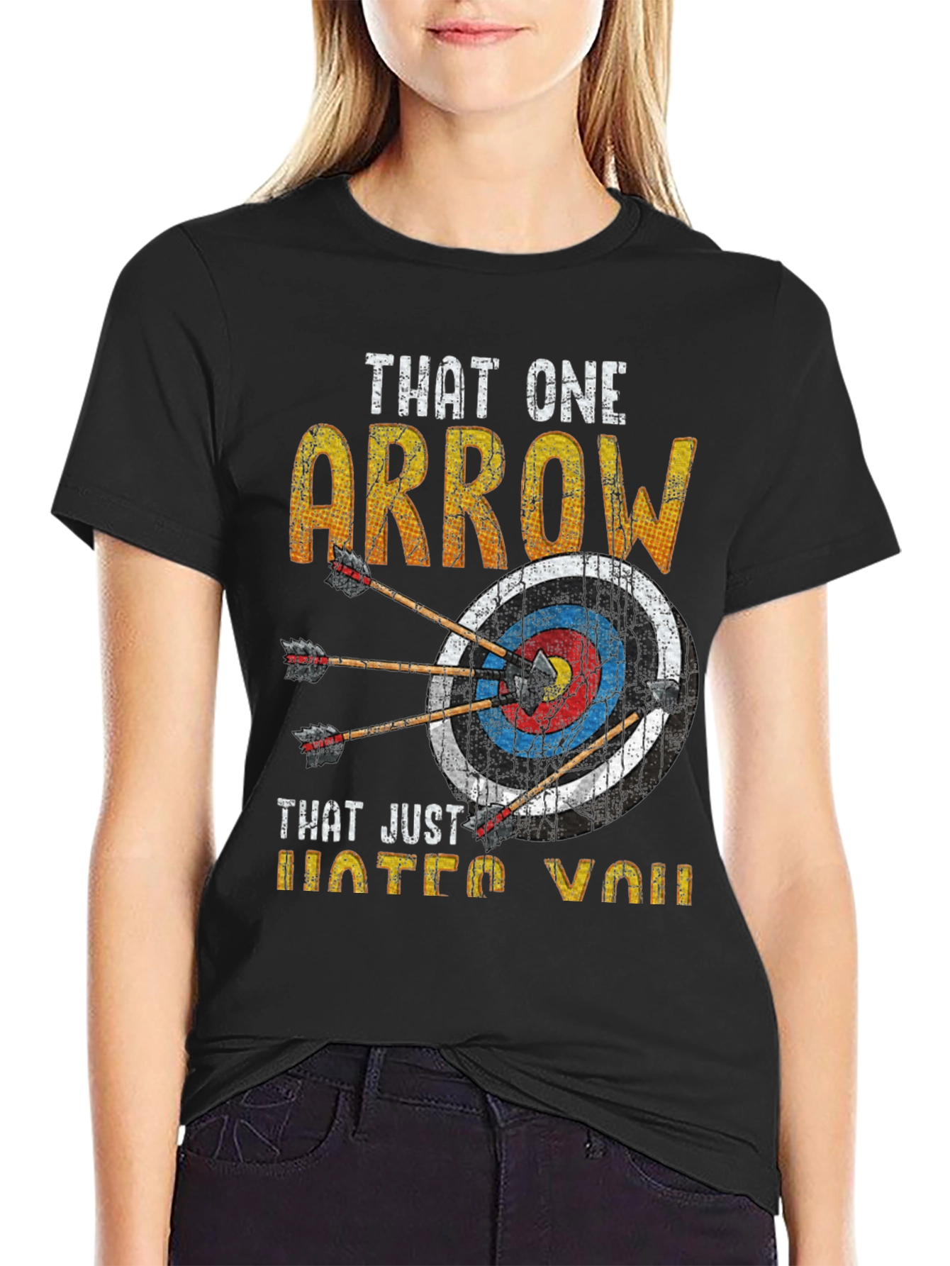 Black Archery Arrow T-Shirt - Humor Target Tee view 2