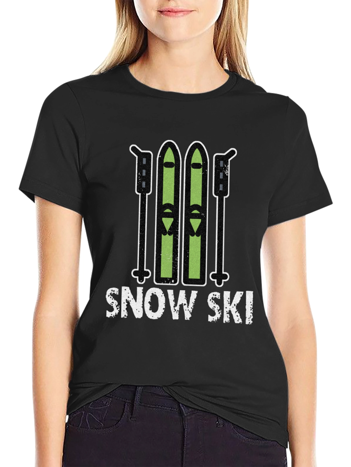 Black Snow Ski Graphic Tee - Winter Sports T-Shirt view 2