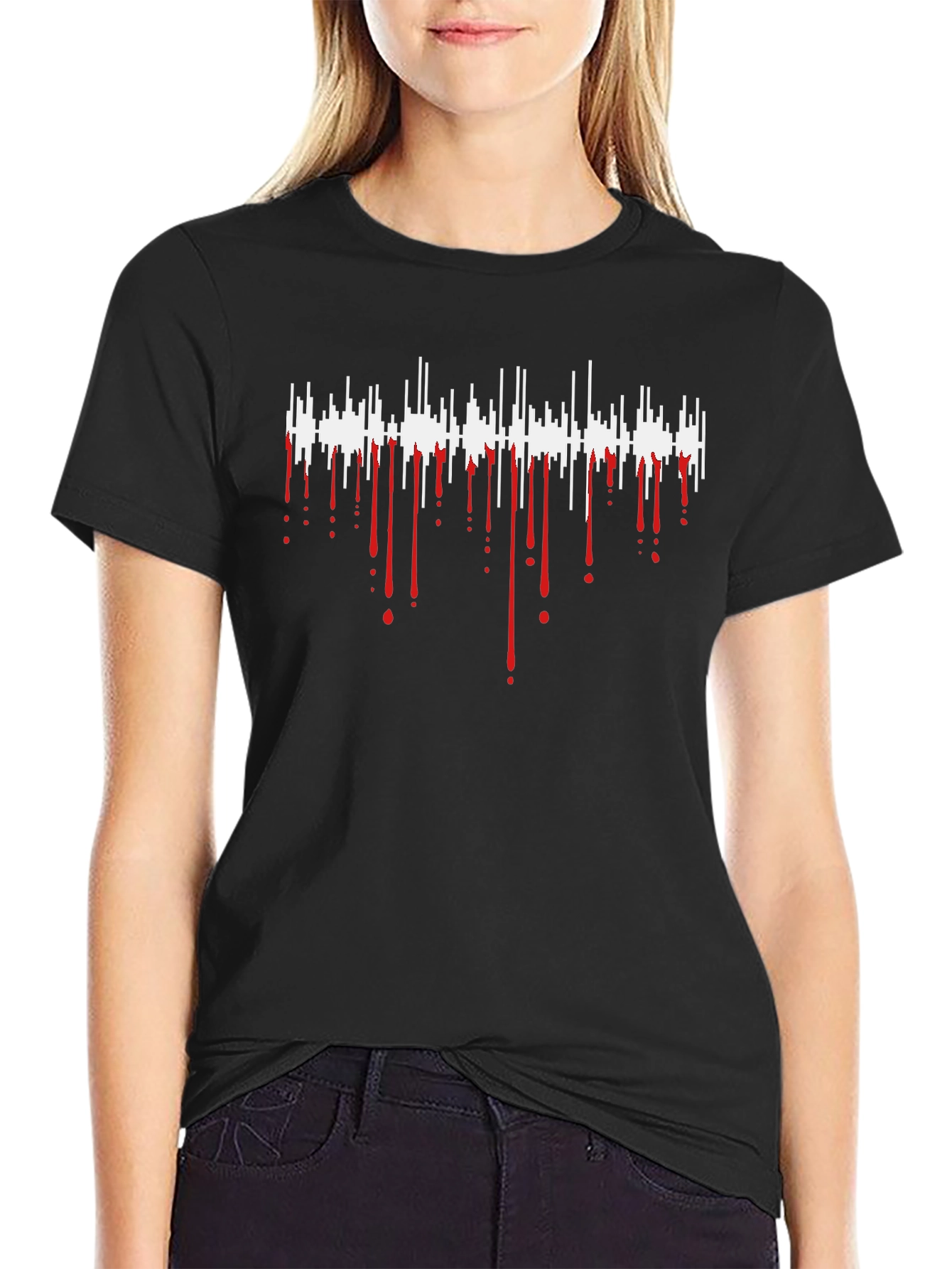 Black Sound Wave Drip Graphic Tee - Men's Black T-Shirt view 2