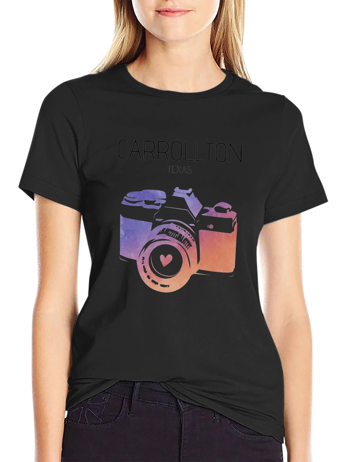 Black Carrollton Texas Camera Graphic Tee view 2