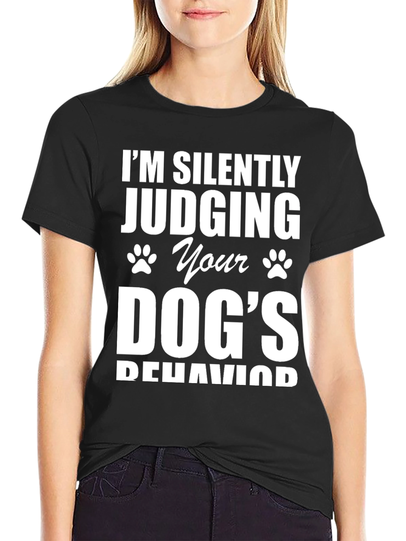 Black Silently Judging Dog's Behavior Tee view 2