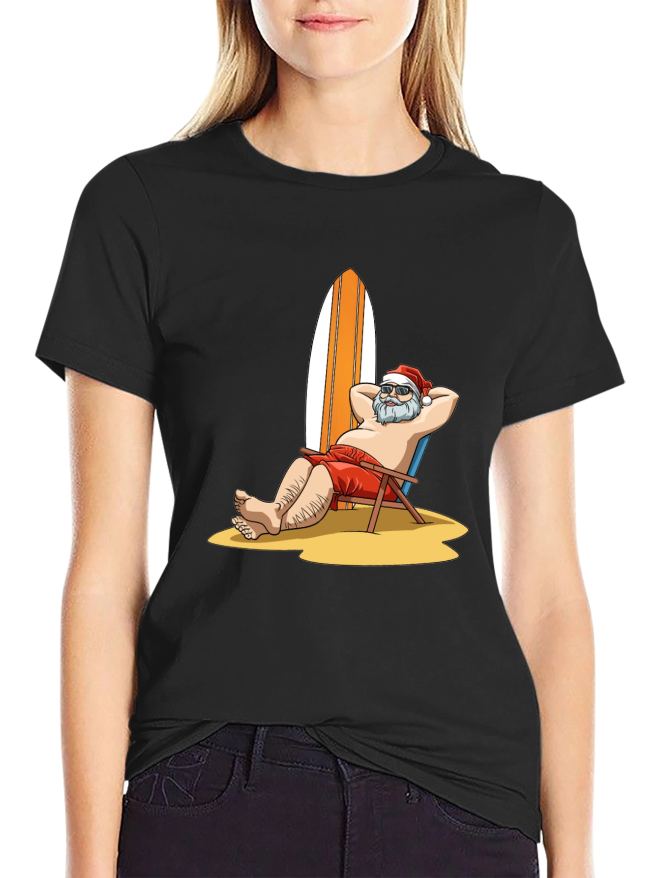 Black Santa on Vacation Graphic T-Shirt view 2