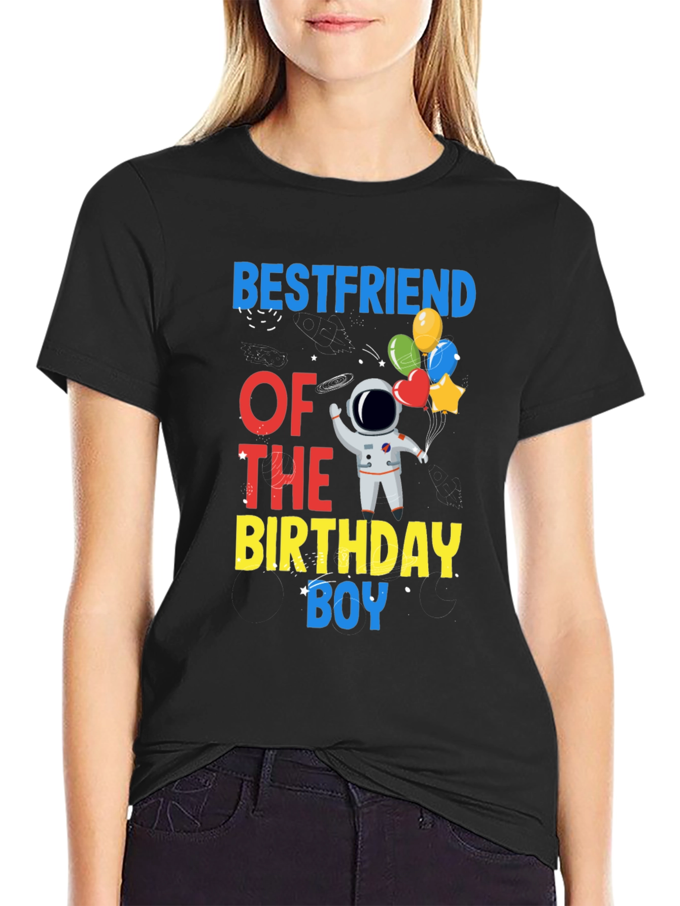 Black Bestfriend of the Birthday Boy T-Shirt view 2
