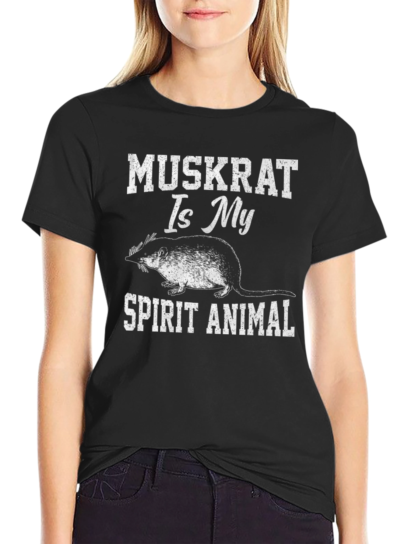 Black Muskrat Spirit Animal T-Shirt - Black Graphic Tee view 2