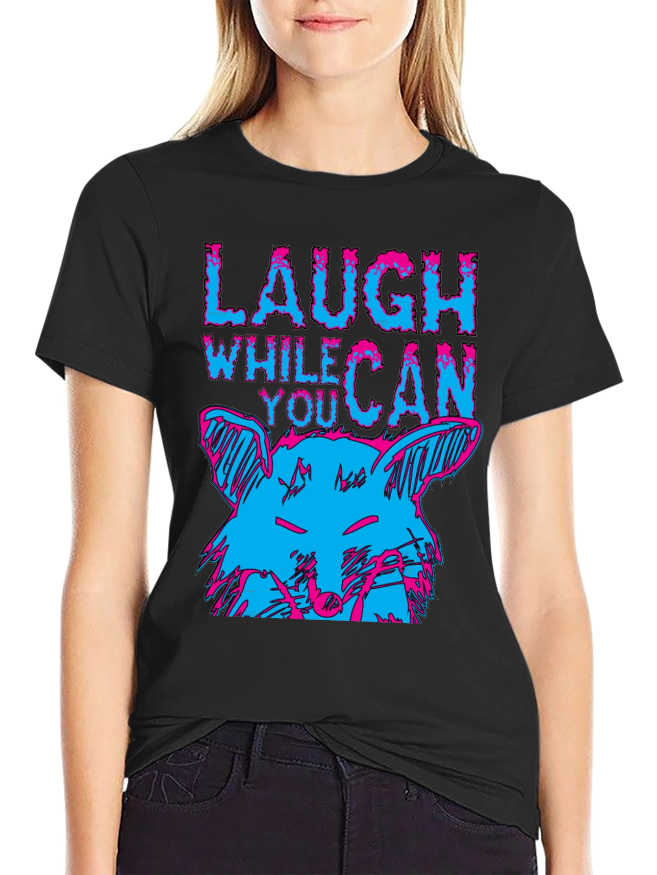 Black Laugh While You Can Graphic Tee view 2
