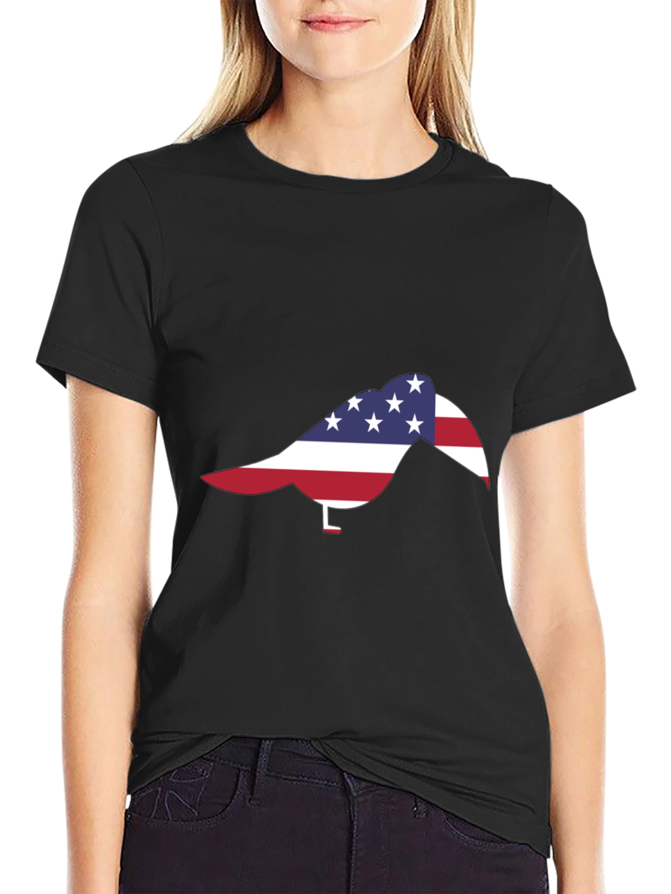Black American Flag Turkey Black T-Shirt view 2