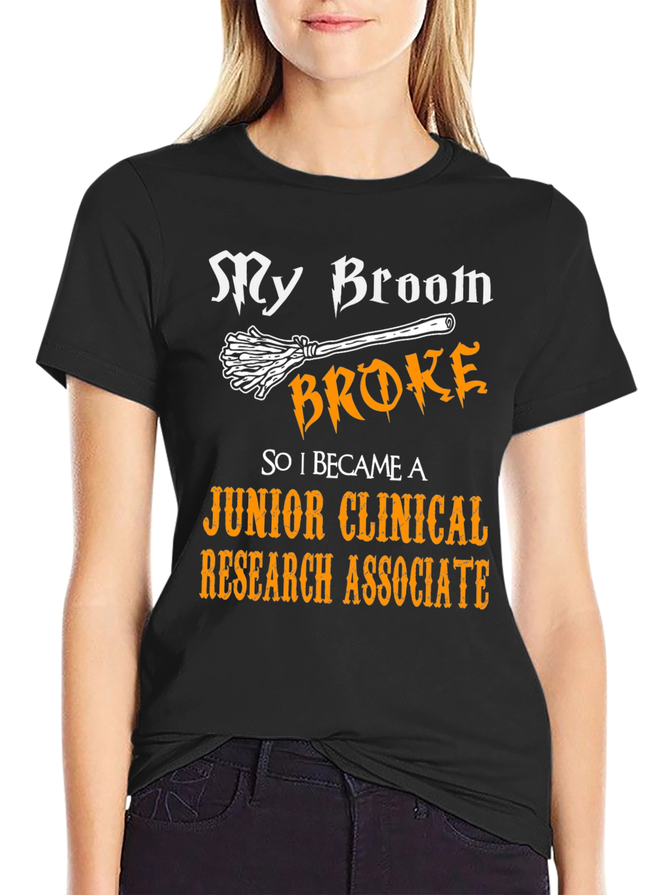 Black Funny Junior Clinical Research Associate Halloween T-Shirt view 2