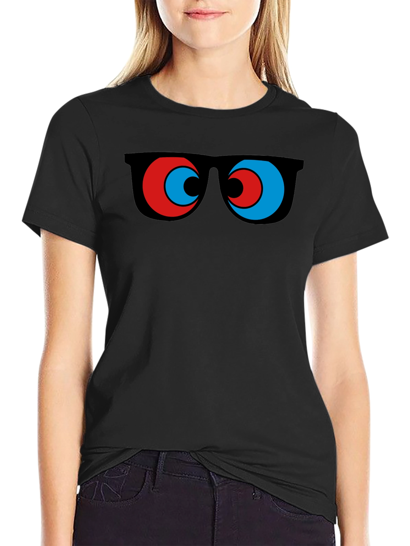 Black Funny Sunglasses Graphic Tee - Quirky Men's Black T-Shirt view 2