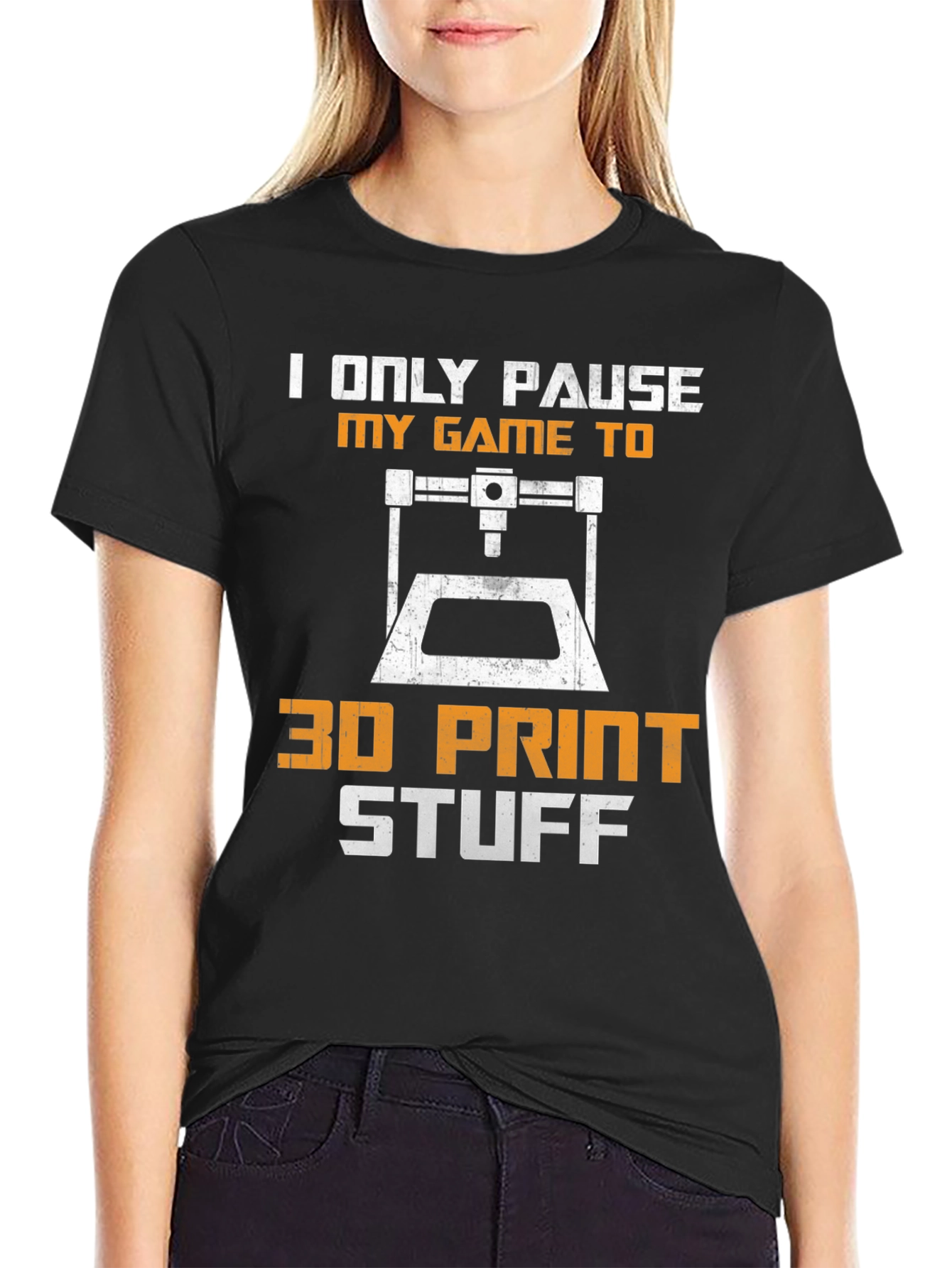 Black Gamer 3D Printing Hobby T-Shirt view 2