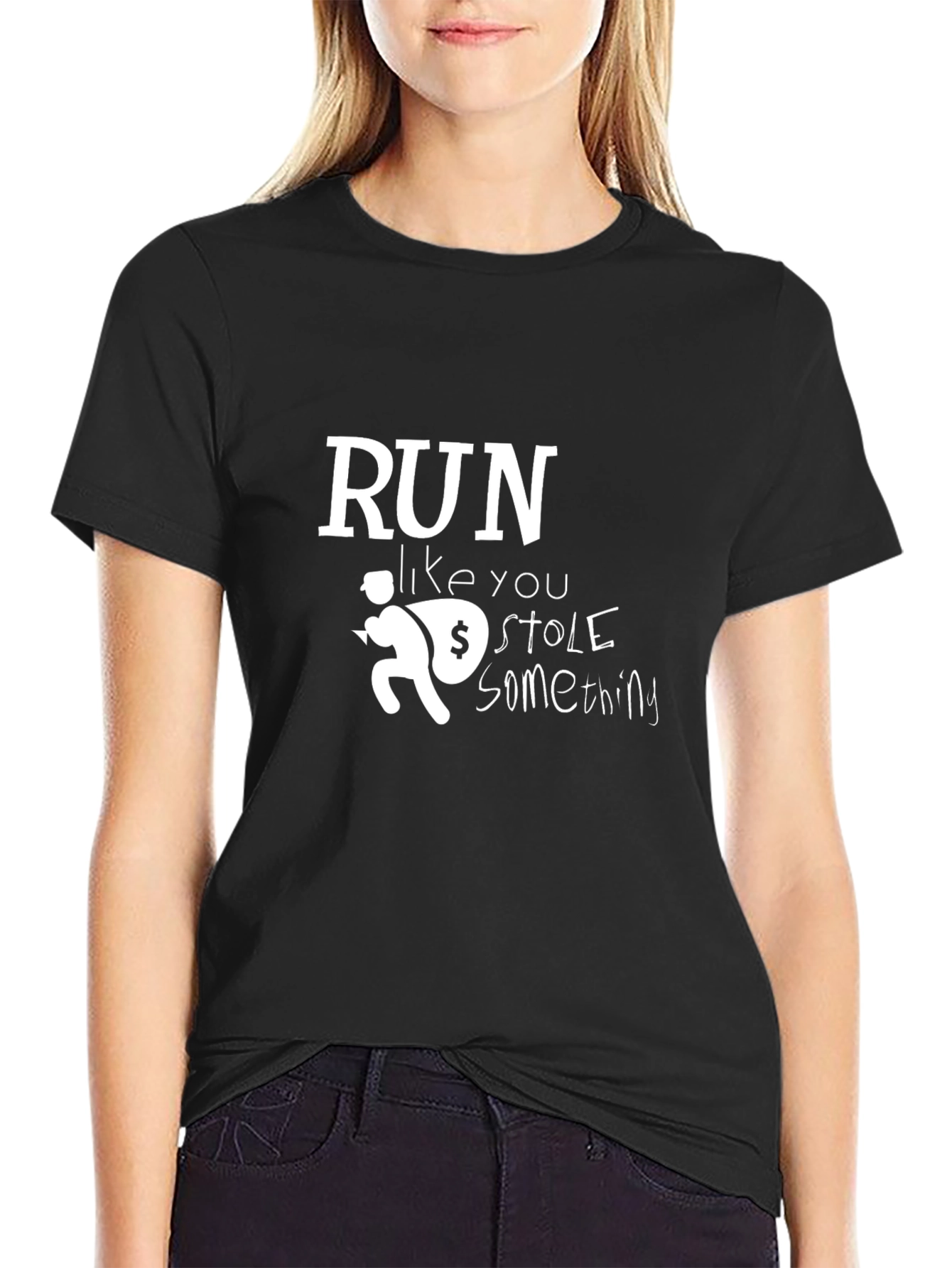 Black Run Like You Stole Something Graphic Tee view 2