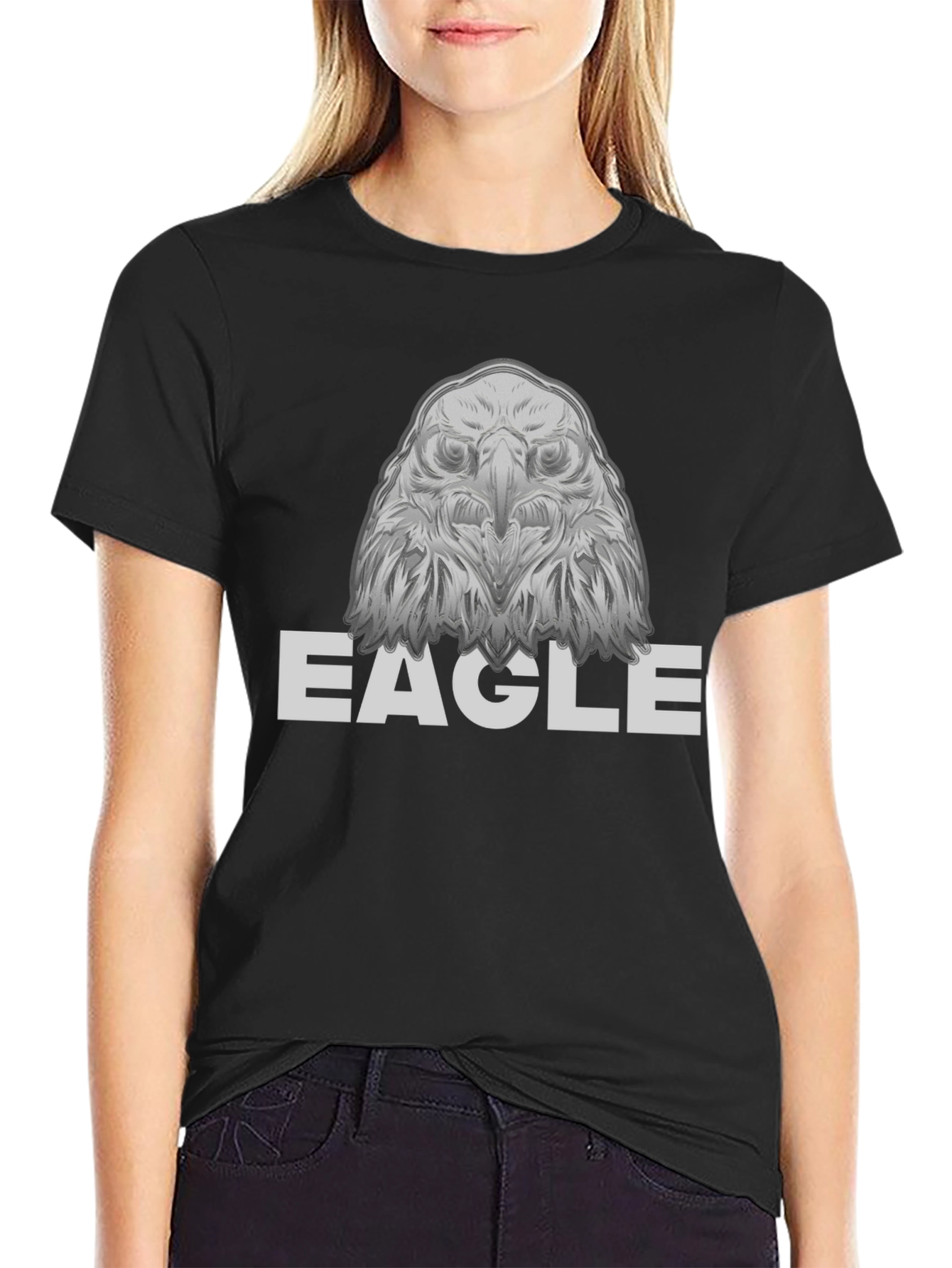 Black Eagle Graphic Tee - Bold & Stylish Men's Black T-Shirt view 2